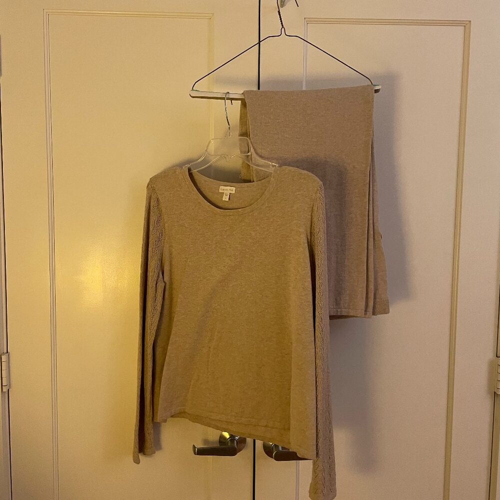 Garnet Hill | Oat Heather Cotton Cashmere Matching Set